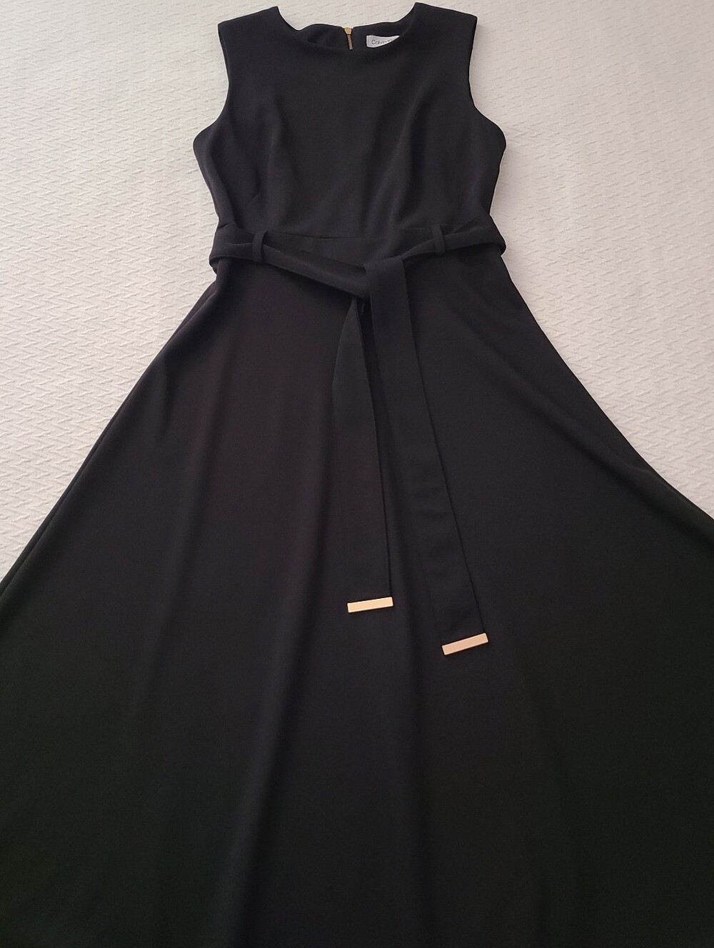 Calvin Klein Black Belted Midi Dress Size 6 - Picture 9 of 12